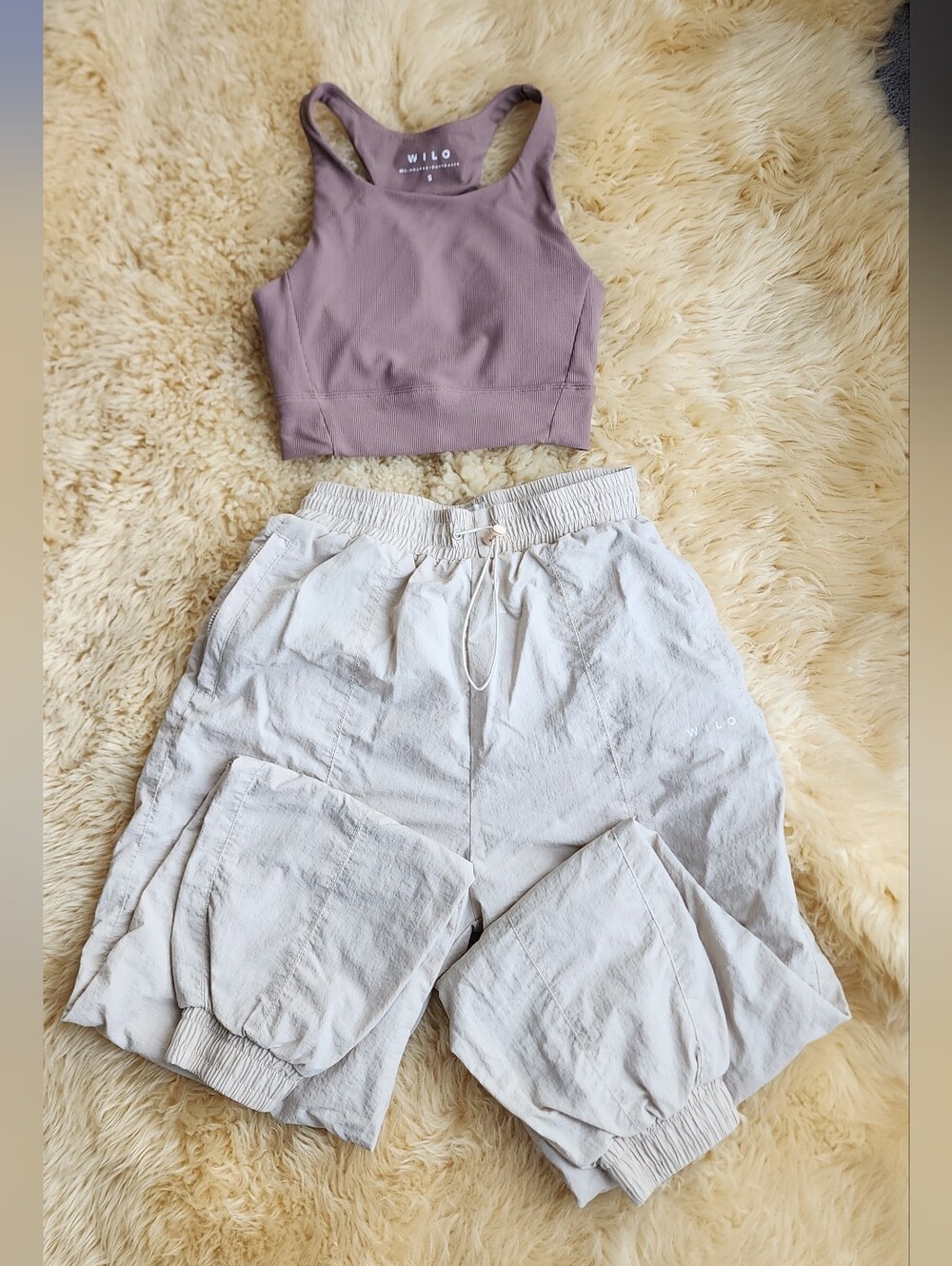 Wilo Cream Cargo Jogger Bottoms And Tops - Light Neutral